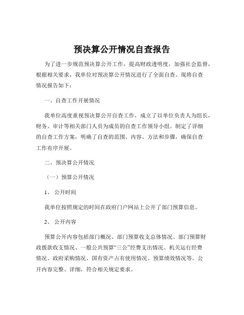 预决算公开情况自查报告