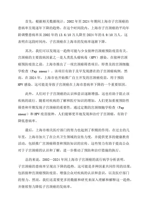 2002—2024年上海市子宫颈癌流行病学分析及趋势