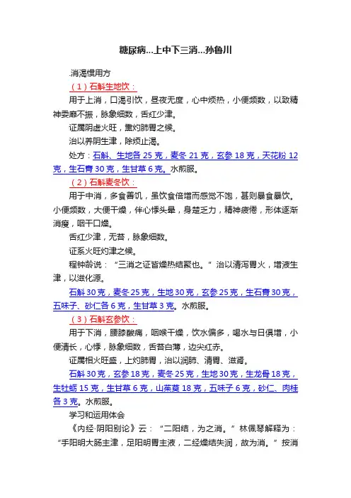 糖尿病...上中下三消...孙鲁川