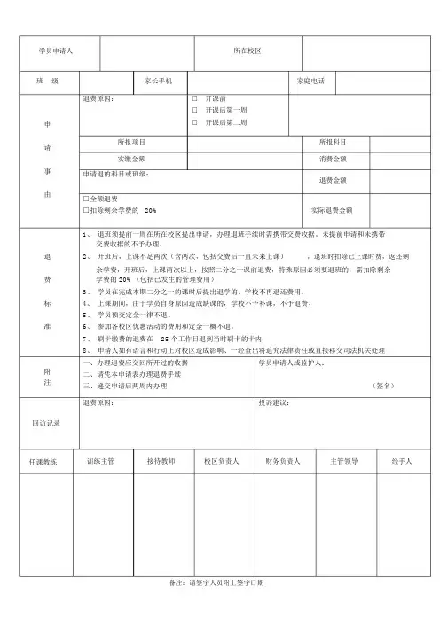 退费申请表