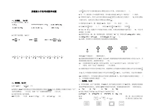 苏教版六年级小升初数学考试卷(含答案解析)