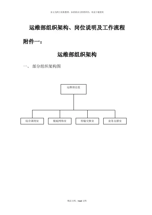 运维部组织架构、岗位说明及工作流程(2021修订版)(2021整理)