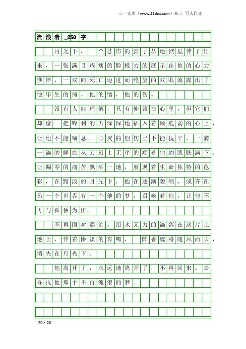 高三写人作文：流浪者_250字