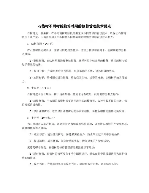 石榴树不同树龄栽培时期的修剪管理技术要点