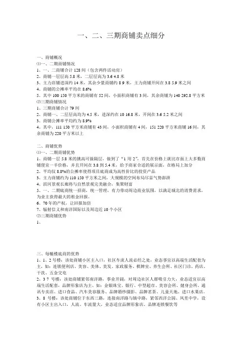 分解一二三期商铺卖点