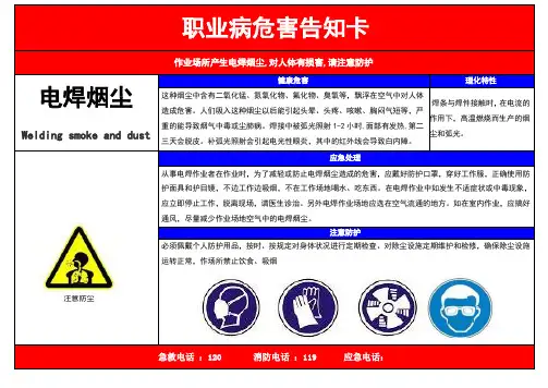 职业病危害告知卡-电焊烟尘