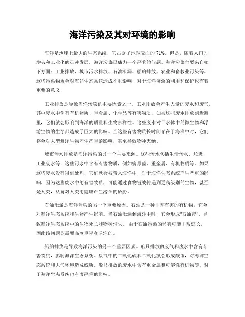 海洋污染及其对环境的影响
