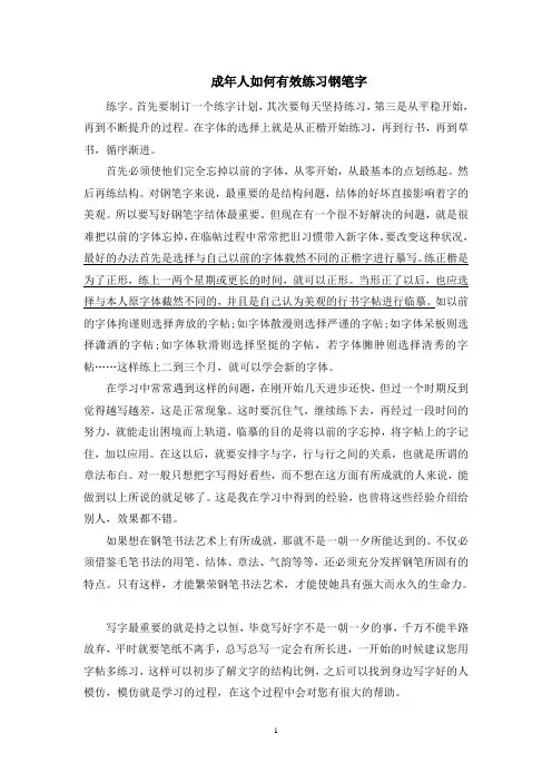 成年人如何有效练习钢笔字