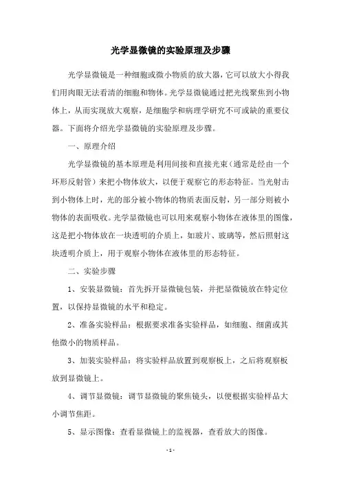 光学显微镜的实验原理及步骤