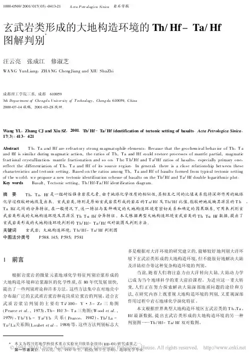 玄武岩类形成的大地构造环境的图解判别