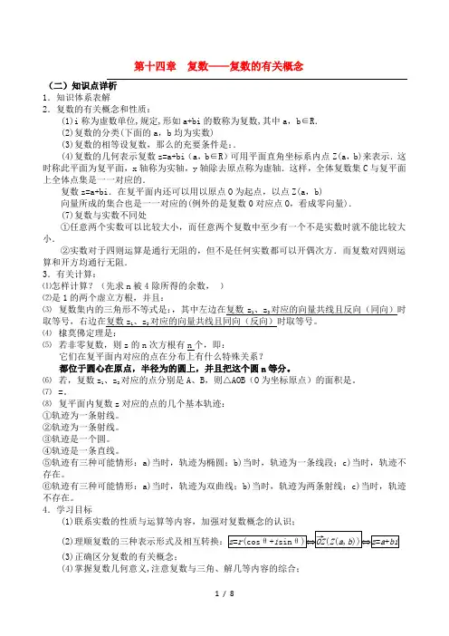 高三数学 复数的有关概念总复习