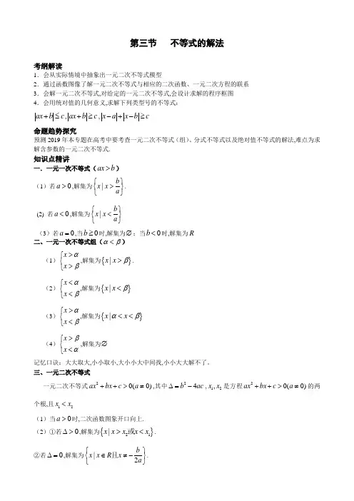 高中数学题型全面归纳  不等式的解法
