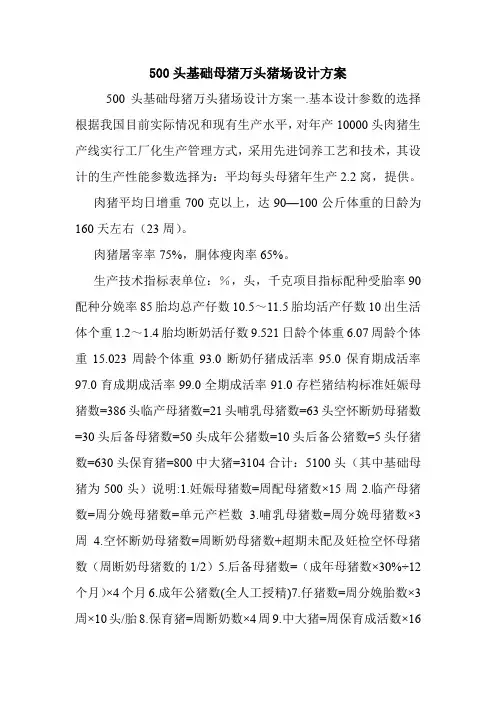 500头基础母猪万头猪场设计方案