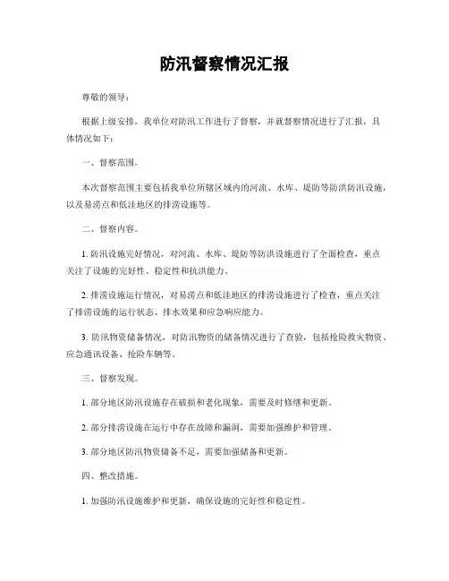 防汛督察情况汇报