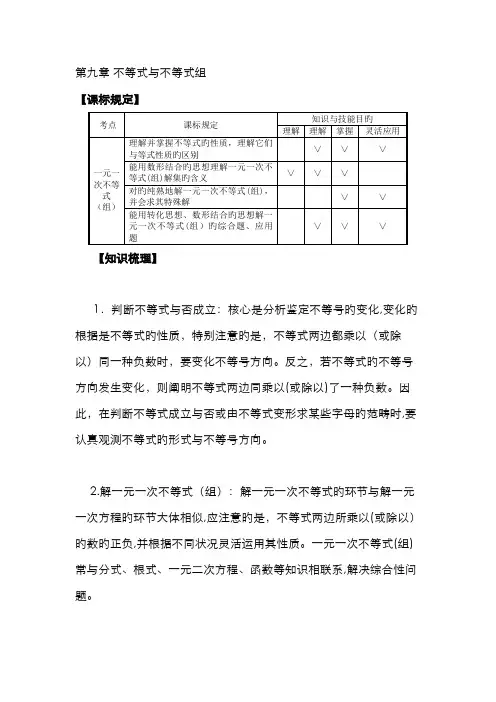 不等式与不等式组试题(含答案)