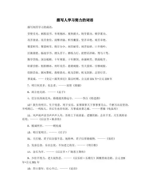 描写人学习努力的词语