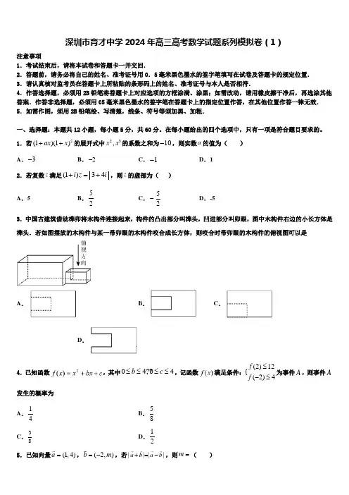 深圳市育才中学2024年高三高考数学试题系列模拟卷(1)