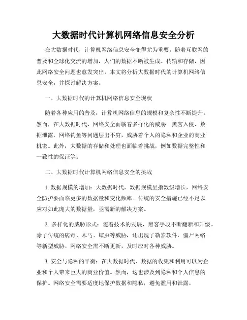 大数据时代计算机网络信息安全分析