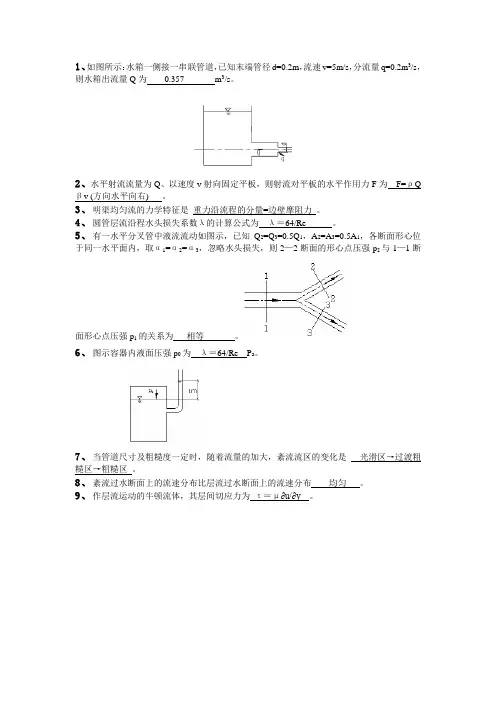 2015西南大学《水力学》作业答案