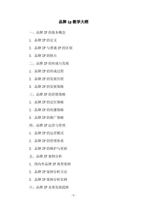 品牌ip教学大纲