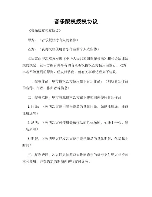 音乐版权授权协议