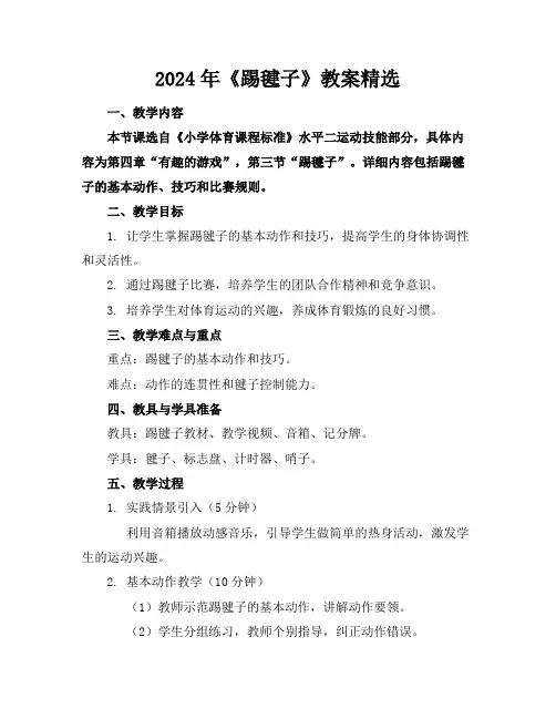2024年《踢毽子》教案精选