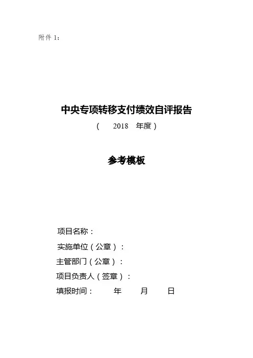 中央专项转移支付绩效自评报告