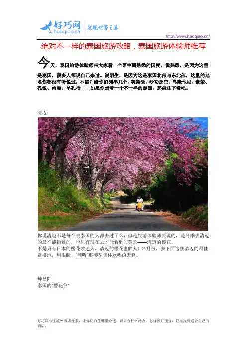 绝对不一样的泰国旅游攻略,泰国旅游体验师推荐