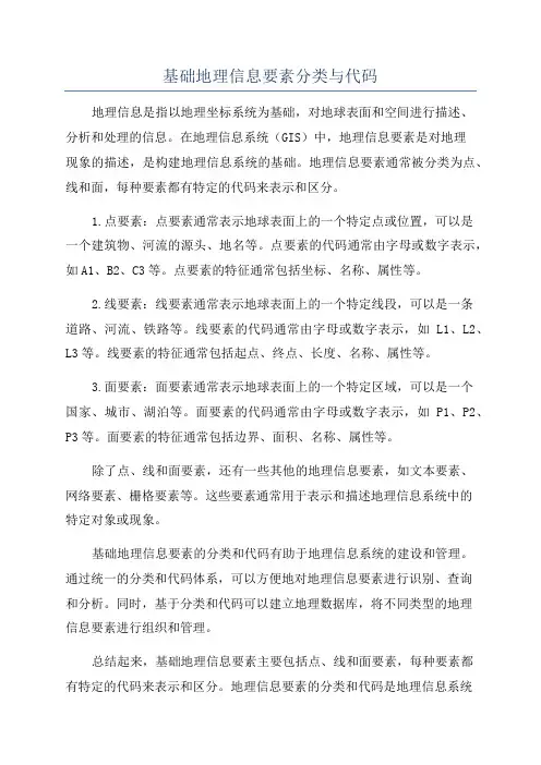 基础地理信息要素分类与代码