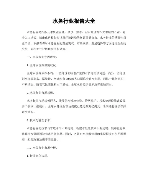 水务行业报告大全