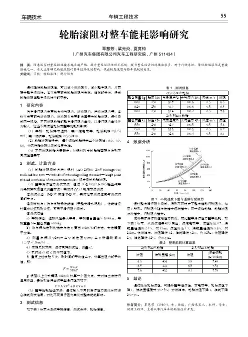 轮胎滚阻对整车能耗影响研究