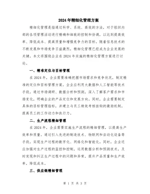 2024年精细化管理方案