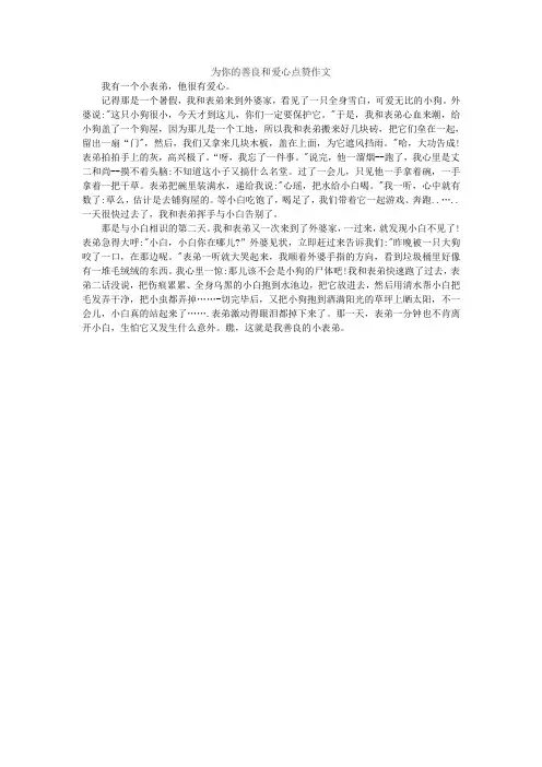 为你的善良和爱心点赞作文