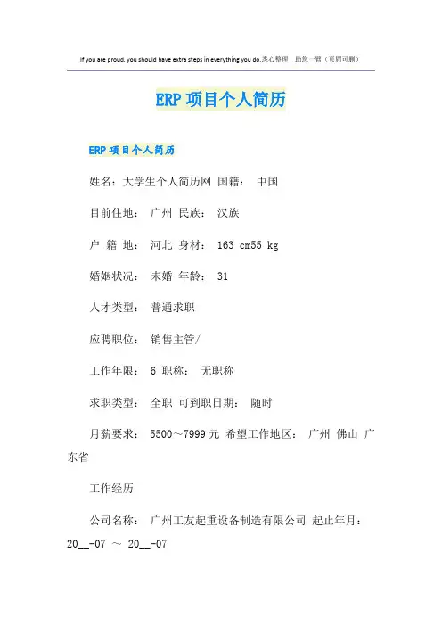 ERP项目个人简历