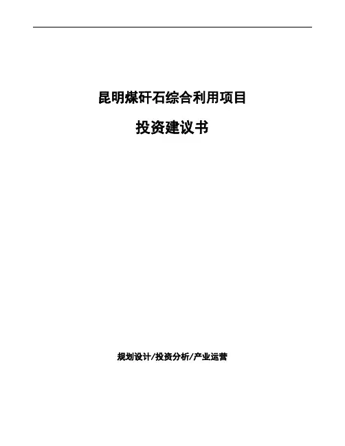 昆明煤矸石综合利用项目投资建议书