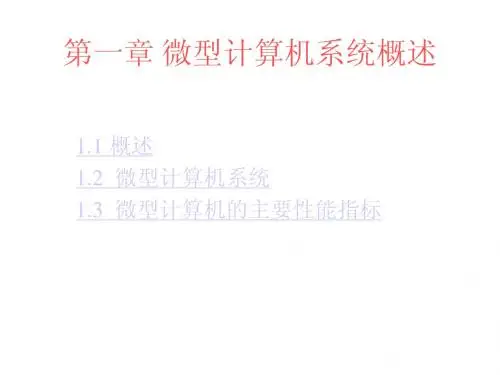 微型计算机系统概述