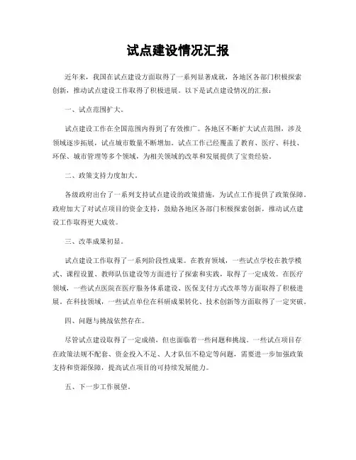 试点建设情况汇报