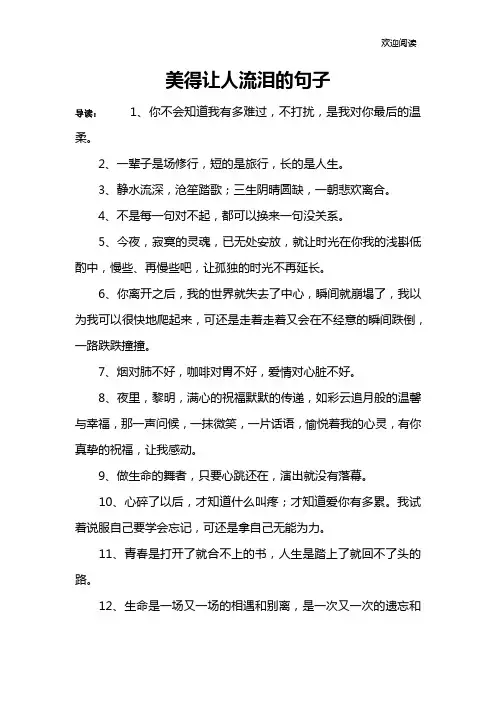 美得让人流泪的句子