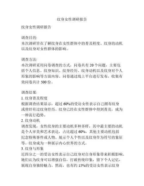 纹身女性调研报告