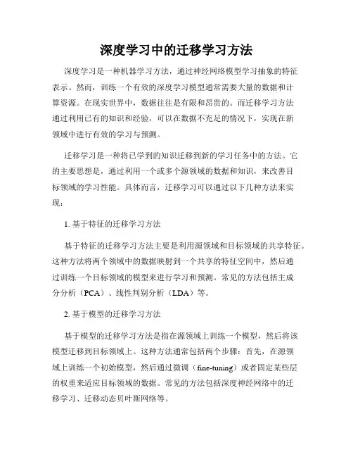 深度学习中的迁移学习方法