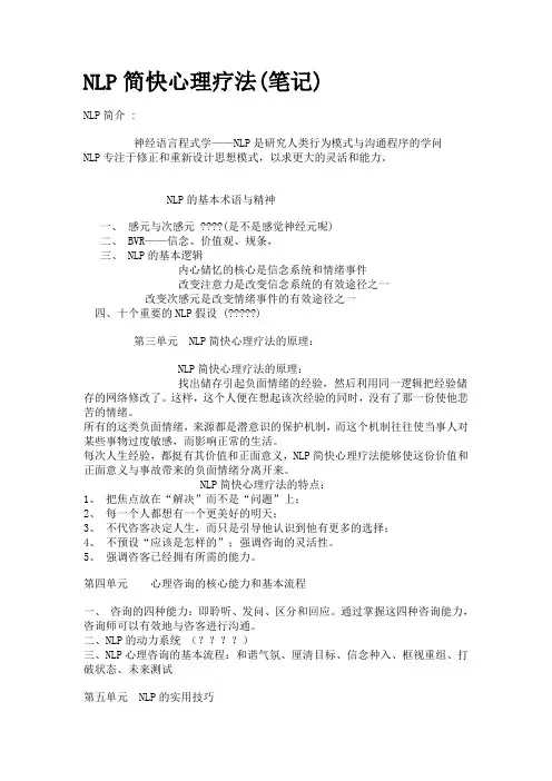 NLP简快心理疗法