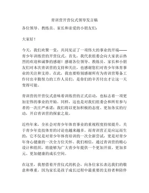 青训营开营仪式领导发言稿