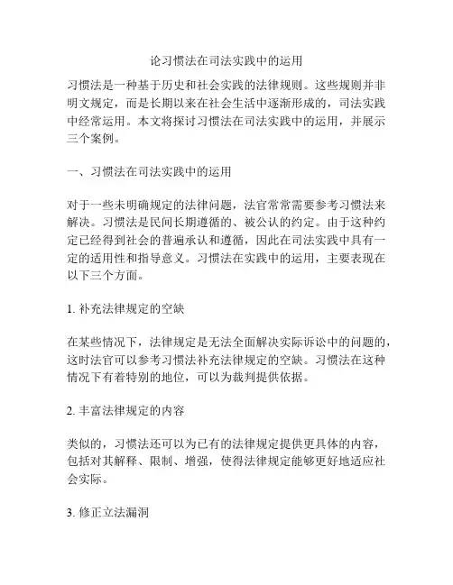 论习惯法在司法实践中的运用