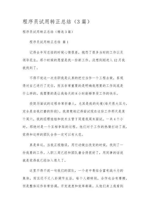 程序员试用转正总结(3篇)