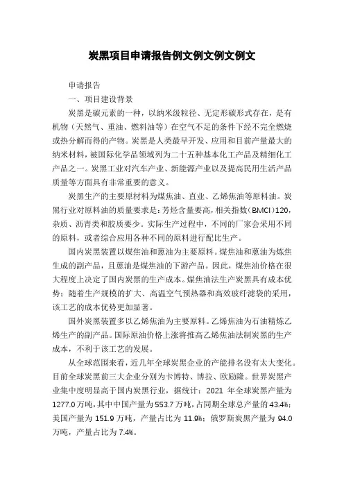 炭黑项目申请报告例文例文例文例文