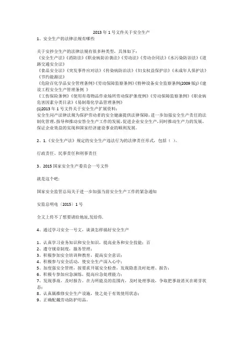 2013年1号文件关于安全生产安全生产