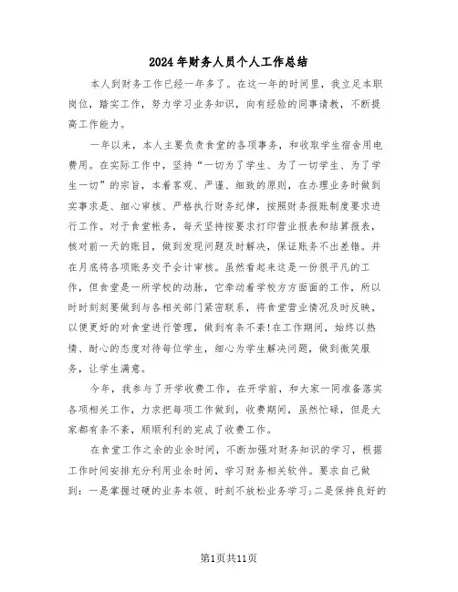 2024年财务人员个人工作总结(5篇)