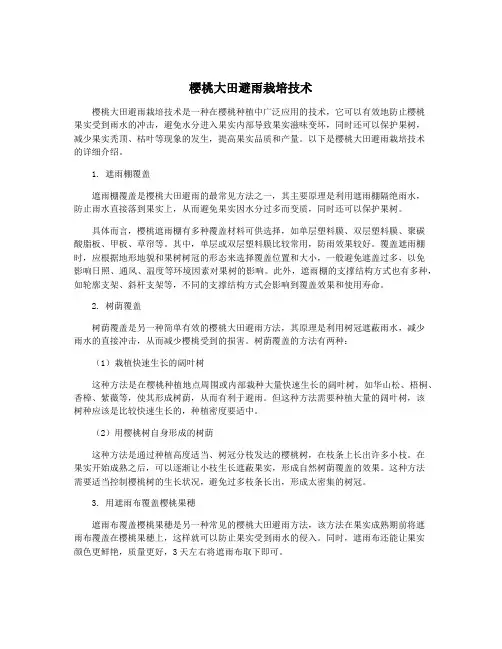 樱桃大田避雨栽培技术