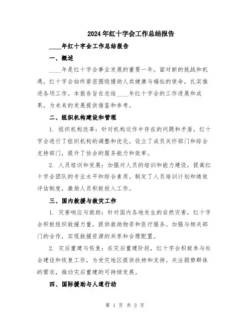 2024年红十字会工作总结报告
