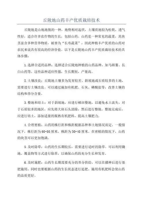 丘陵地山药丰产优质栽培技术